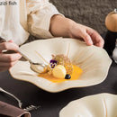Ljojo Lotus Leaf Ceramic Salad Plate Creative Tableware