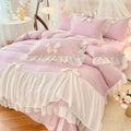 Ljojo 2025 White Bedding Set with Ruffles - Duvet Cover, Pillowcases, Sheet
