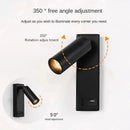 Ljojo LED Reading Wall Lamp, 350° Rotation, USB Interface for Home Decor Lighting