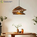 Medieval Bauhaus Wooden Triangular Frame LED Pendant Lights for Living Room by Ljojo
