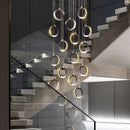 Ljojo Luxury Crystal Aluminum LED Chandelier - Modern Round Hanging Lamps