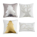 Grey Deer Christmas Tree Embroidered Cushion Cover by Ljojo – Cozy Living Room Decor