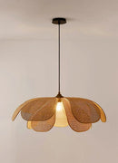 Japanese Rattan Flower Petal LED Pendant Light Fixture by Ljojo - Modern Living Room Interior Decoration