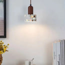 LED E27 Stone Pendant Lamp Wood Hanging Light for Bedroom - Ljojo