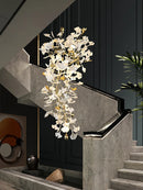 Modern Ceramics Ginkgo Leaf Chandelier Lamp Atmospheric Luxury Villa Loft Hotel Home - Ljojo