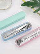 Ljojo 3pc Portable School Dining Set with Case: Knife, Fork, Spoon