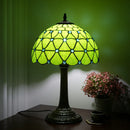 Green Christmas Table Lamp Stained Glass Bedside 12 Inches Desk Reading Light for Home Office by Ljojo.