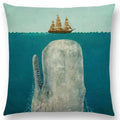 Cute Ghost Sailboat Whale Diver Cushion Cover by Ljojo