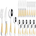 Ljojo 24pcs Stainless Steel Cutlery Set - Western Dinnerware Flatware Kit