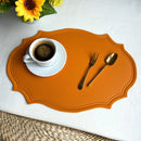 Ljojo Light Grey Faux Leather Oval Placemats for Stylish Table Decor