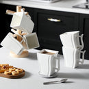 Ljojo Marble White Porcelain Coffee Set for 6 - 6 Cups 5.5 Inch 500ML Square