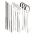 Ljojo 12-Piece Luxury Korean Tableware Set - Stainless Steel Cutlery Fork Spoon Chopsticks