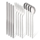 Ljojo 12-Piece Luxury Korean Tableware Set - Stainless Steel Cutlery Fork Spoon Chopsticks
