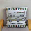 Happy Campers Owl Motorhome Print Pillow Case by Ljojo