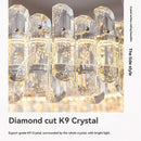 Ljojo Luxury Round Crystal Pendant Chandelier with French Modern LED for Living Room