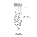 Gold Glass Pendant Light Cube LED Hanging Lamp for Bedroom Living Room | Ljojo
