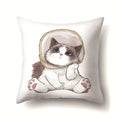Cute Cat Cushion Cover by Ljojo: Cartoon Pets Pillow Case for Home Sofa Decor
