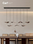 Ljojo Walnut Color Leaf Multi-head Chandelier Retro Style for Living Room & Restaurant