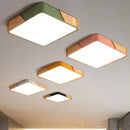 Ljojo Square Nordic LED Ceiling Lamp Wood 36W 60W 90W 144W Indoor Lighting Home Decor