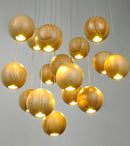 Ljojo LED Wooden Ball Chandelier for Living Room, Hotel, Restaurant, Villa, and Bedroom