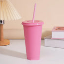Ljojo 24oz Solid Color Reusable Cold Cup with Lid and Straw