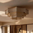 Ljojo Medieval Retro Fabric Living Room Ceiling Chandelier - LED Lighting for Home Decor