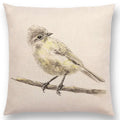 Birds Painting Cushion Cover - Ljojo Collection: Robin, Titmouse, Toucan, Sparrow, Firecrest, Cardinal, Bullfinch