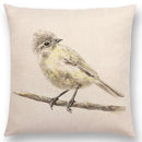 Birds Painting Cushion Cover - Ljojo Collection: Robin, Titmouse, Toucan, Sparrow, Firecrest, Cardinal, Bullfinch