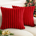Ljojo Luxury Faux Fur Striped Pillow Covers White