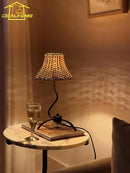 French Design Rattan Weaving Table Lamp LED E27 | Retro Medieval Art Decor by Ljojo