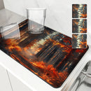 Autumn Scenery Kitchen Absorbent Draining Mat by Ljojo - Quick Dry Dish Drying Mat