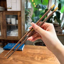 Ljojo 25cm Wooden Chopsticks Set with Brass Engraved Fortune Chinese Character