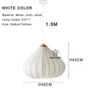 French Minimalist Pendant Light Onion Shape Fabric Lampshade for Living Room.