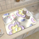 Ljojo 3D Visual Effect Drain Mat - Absorbent, Non-Slip, Anti-Mildew Kitchen Tableware Mat