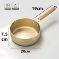 Ljojo 24cm Gold Snow Saucepan Non-stick Frying Pan wok Wood Handle Kitchen Cookware