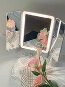 Ljojo LED Lighted Rechargeable 10x Magnifying Makeup Mirror, Foldable Double Sided Travel Beauty Mirror