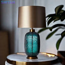 Ljojo Modern American Blue Glass Floor Lamp LED Light Bedroom Living Room Decoration