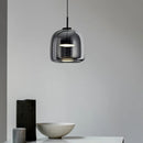 Nordic Smoke Gray Glass Chandelier Pendant Light for Bedroom Dining Room by Ljojo
