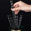 Ljojo Metal Chopsticks Set of 5 Pairs Reusable Korean Sushi Sticks Alloy Tableware