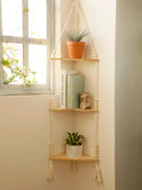 Ljojo™ Boho Hand-Woven Corner Storage Rack: Stylish Floating Shelf & Display Stand