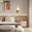 Ljojo Japanese Yellow Travertine Glass Ball Wall Sconce - Modern Stone Lamp