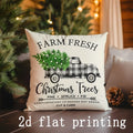 Christmas-themed Ljojo Pillows: Merry, Hello, Farm Fresh Pattern Cushion Cover for Sofa Bedroom Car.