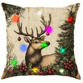Ljojo LED Christmas Pillowcase with Santa Claus Snowman Fawn Design Home Party Decor