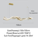 Modern Wave LED Pendant Lights for Living Room Bar | Ljojo Golden Chandelier Hanging Light