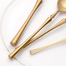 Ljojo 24-Piece Gold Stainless Steel Cutlery Set Flatware Knife Fork Spoon Mirror Matte