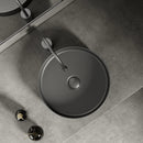 Ljojo 36cm Matte White/Dark Gray Bathroom Sink for Vanity - 14in Diameter