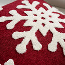 Ljojo Merry Christmas Letter Embroidery Canvas Red Throw Pillow Cover