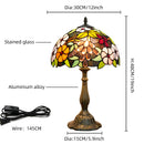 Ljojo 12“ Stained Glass Table Lamp - Bedroom, Living Room, Office Decor