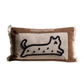 Ljojo Medieval Critter Embroidery Cushion Cover in Coffee Brown - 30x50cm