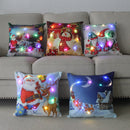 Ljojo LED Christmas Pillowcase 18x18 Inch Santa Snowman Cartoon Glowing Decor